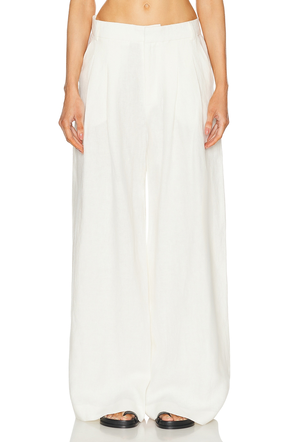 Image 1 of St. Agni Tailored Linen Pant in Ivory