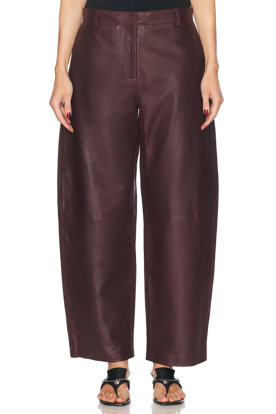 Leather Balloon Pant in Burgundy,Wine