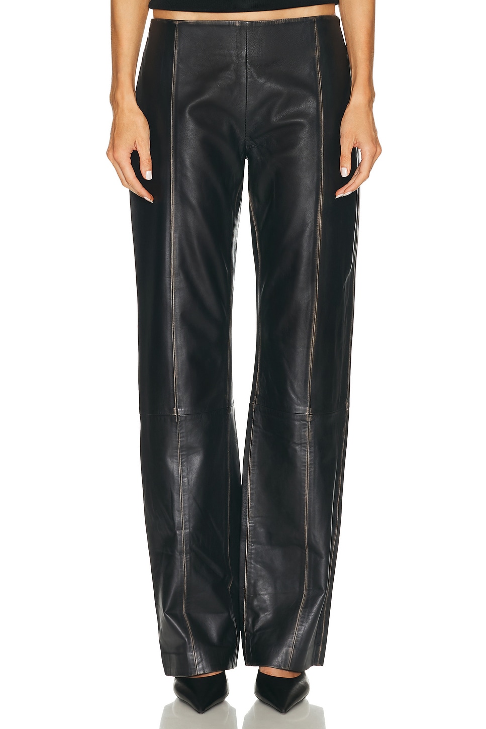St Agni Brushed Leather Pant In Black