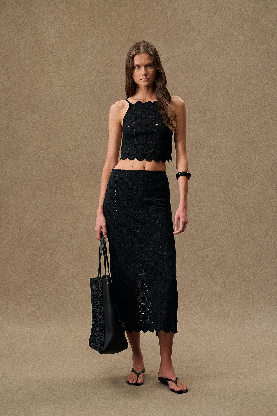 Image 1 of St. Agni For Fwrd Doily Column Skirt in Black