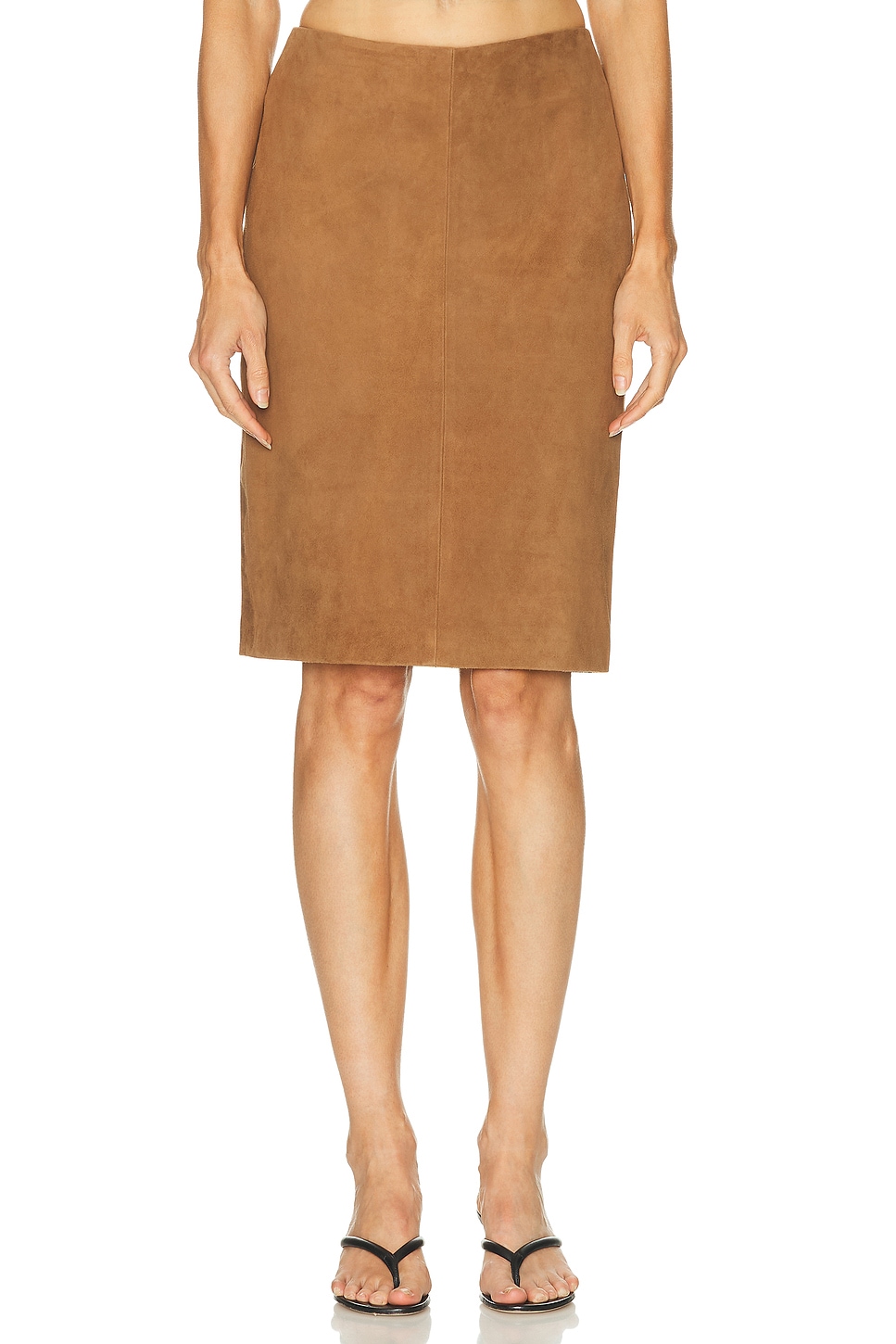 Suede Pencil Skirt in Brown