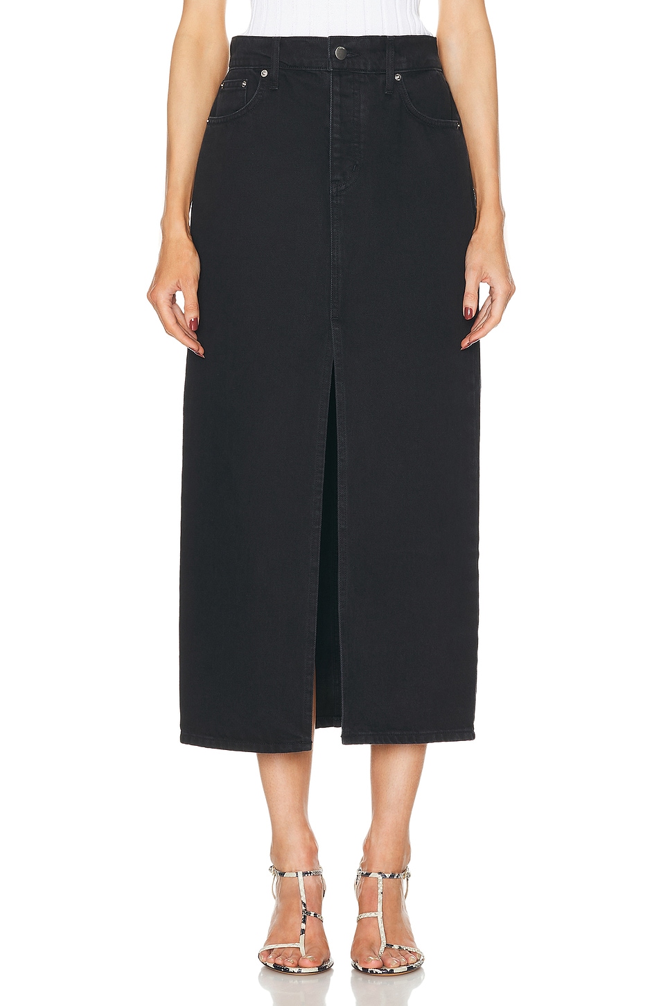 Image 1 of St. Agni Denim Maxi Skirt in Washed Black