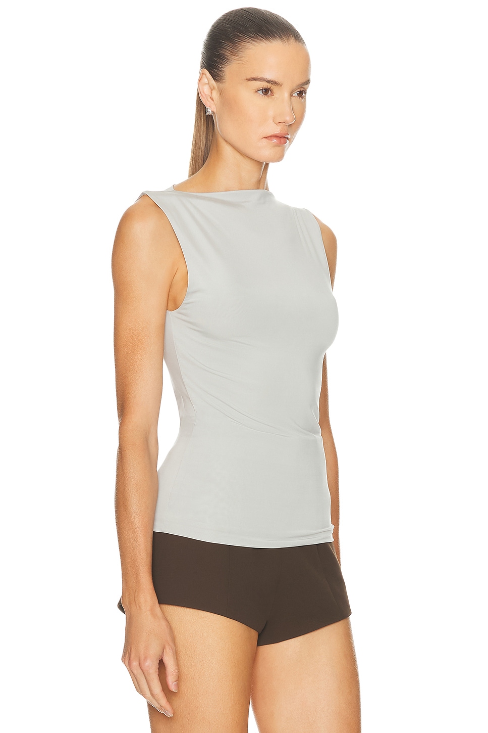 St Agni Cupro Jersey Top In Black