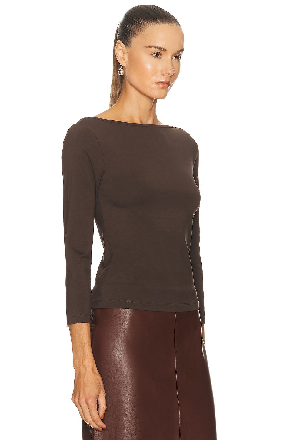 St Agni Soft Jersey Ballerina Top In Brown