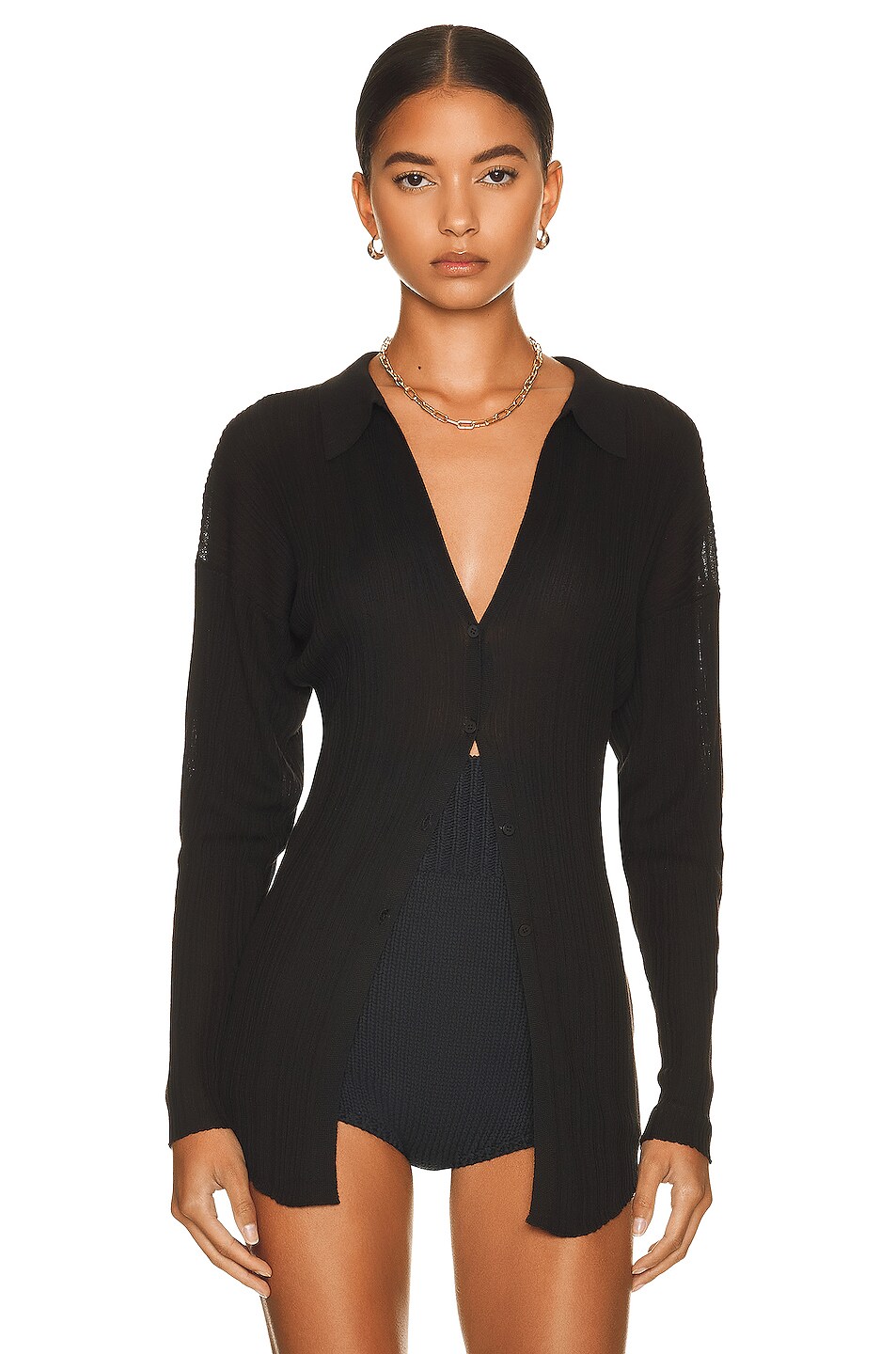 Image 1 of St. Agni Pleat Knit Shirt in Black