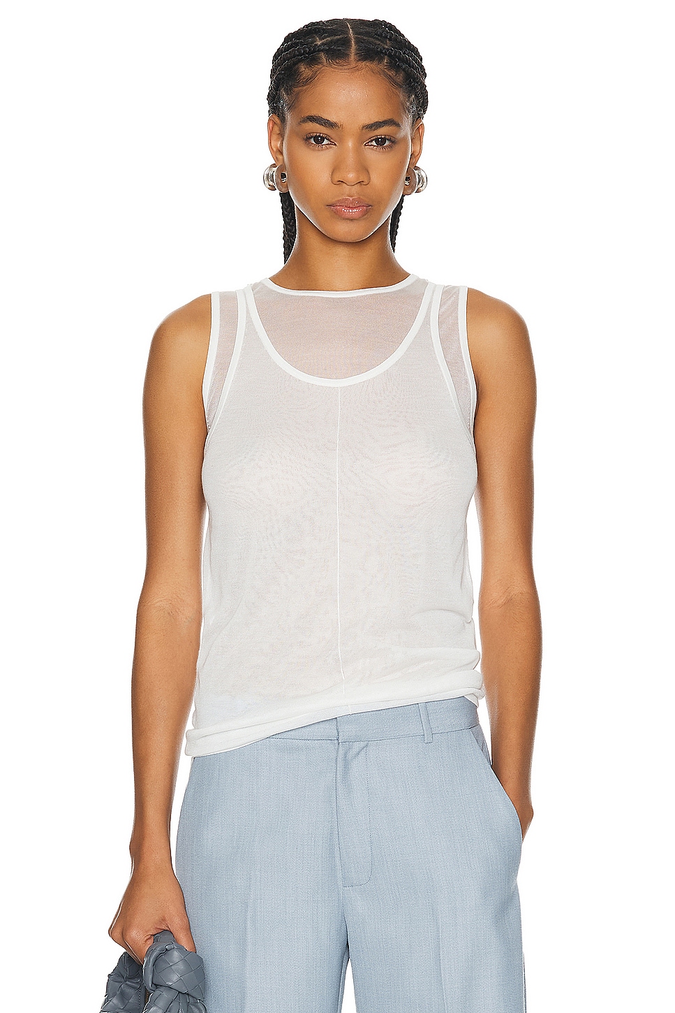 Image 1 of St. Agni Semi Sheer Double Layer Tank Top in White