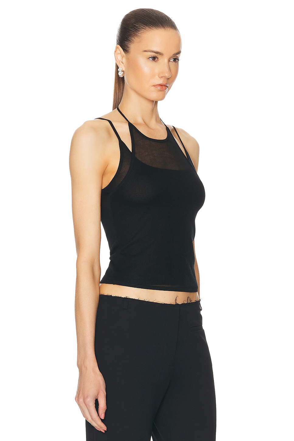 Shop St Agni Layered Halter Tank Top In Black