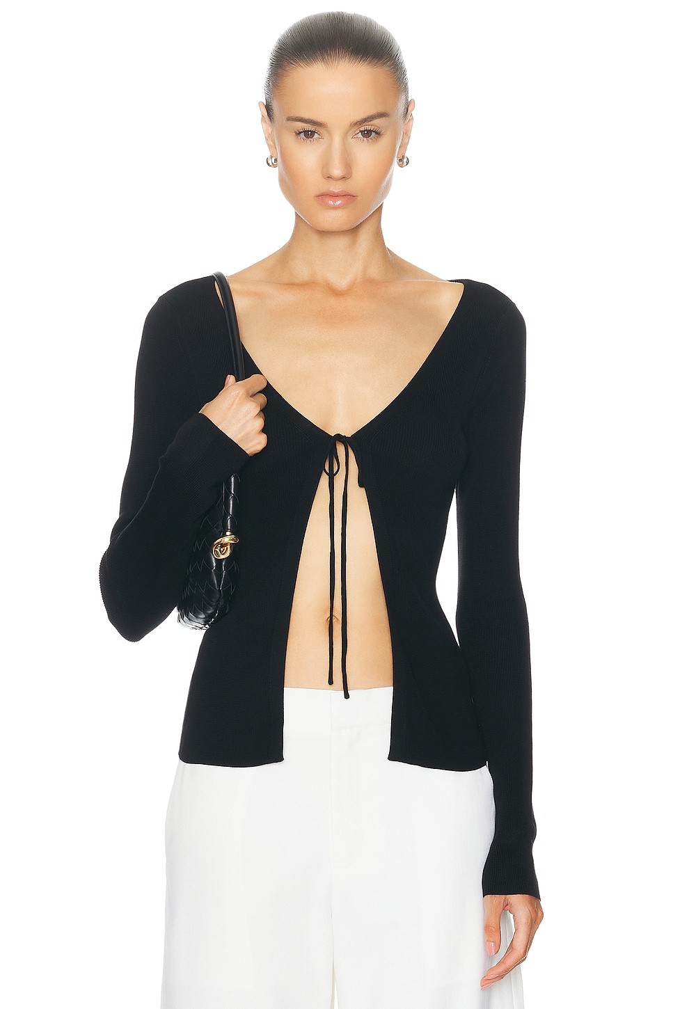 Shop St Agni Rouleau Tie Reversible Knit Top In Black