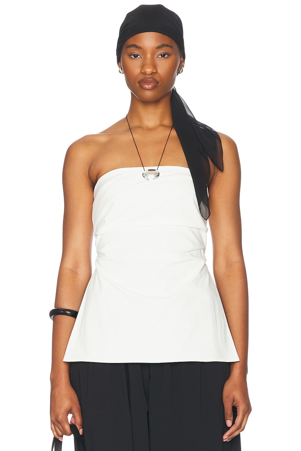 Image 1 of St. Agni Strapless Tie Back Top in Off White