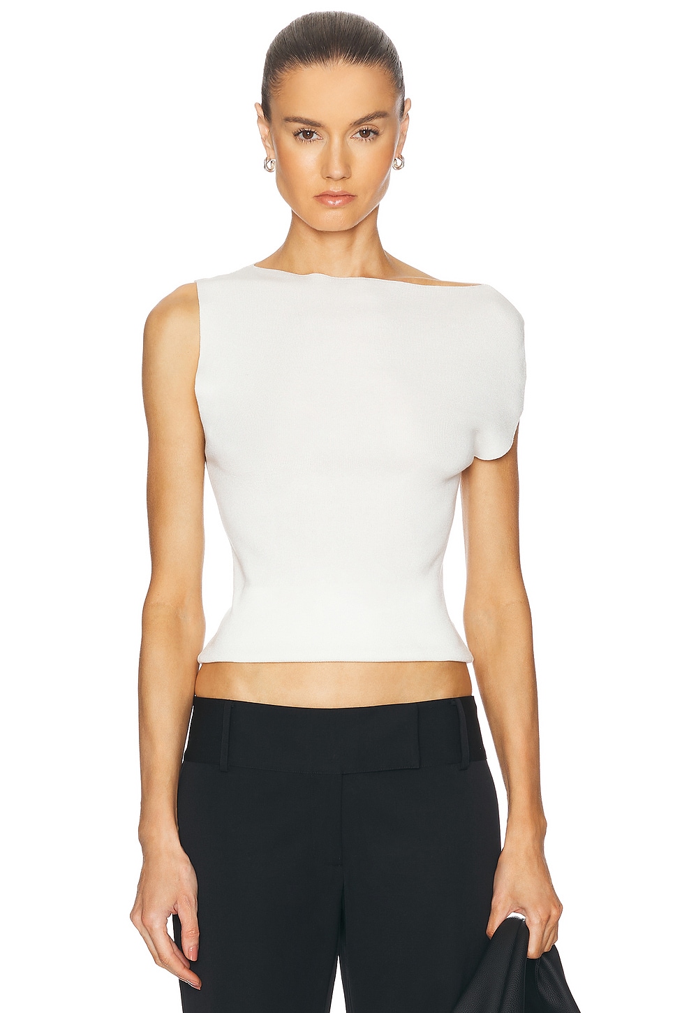 Image 1 of St. Agni Asymmetric Knit Top in Off White