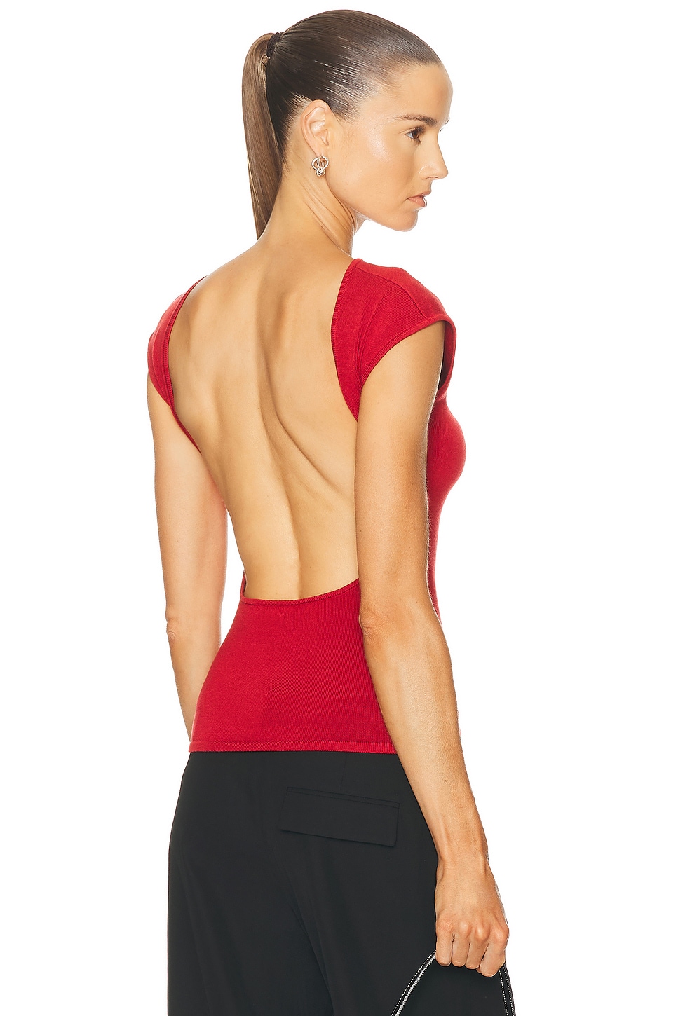 Image 1 of St. Agni Sculpted Ballet Knit Top in Rosso