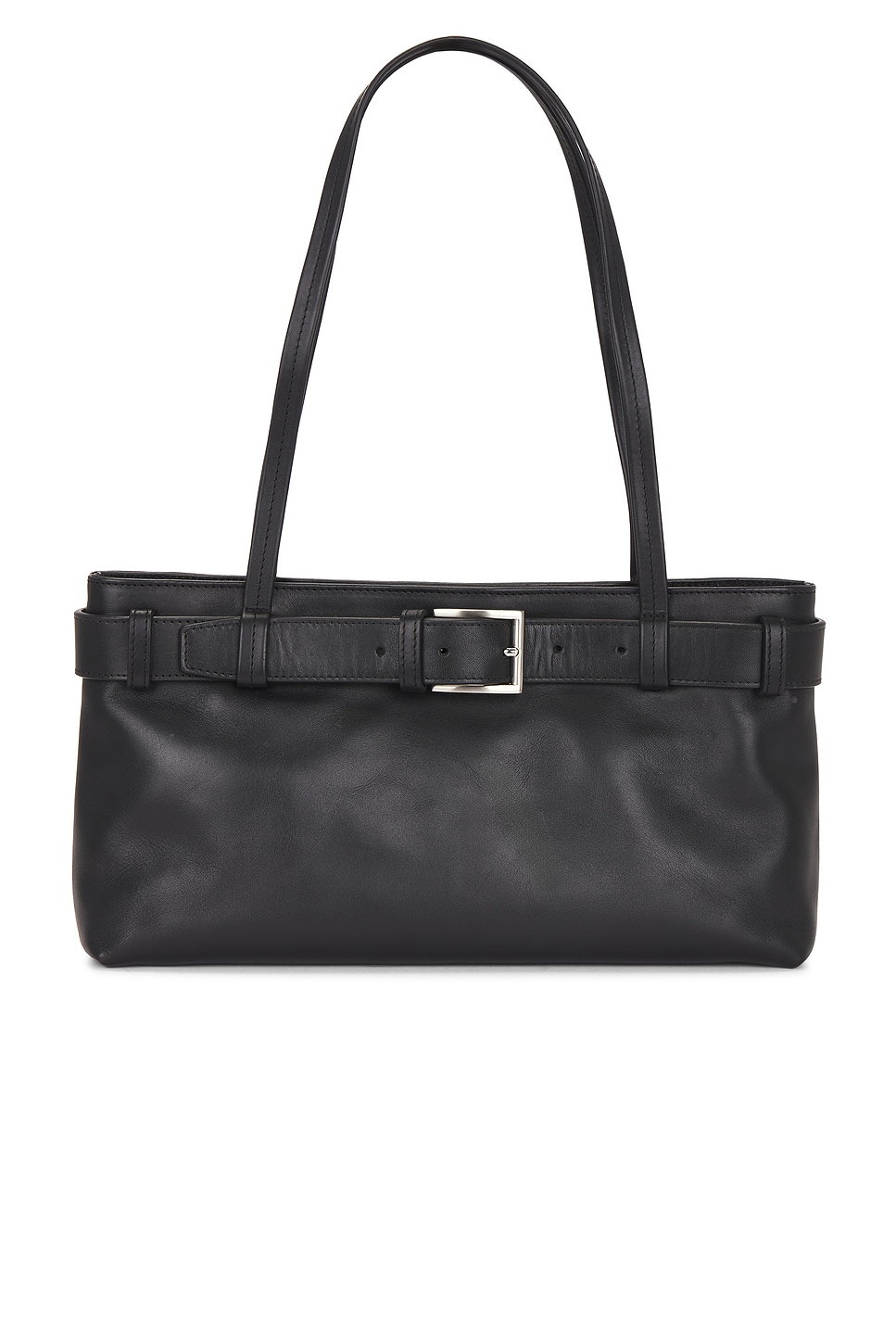 St Agni Belt Detail Baguette Shoulder Bag In Black