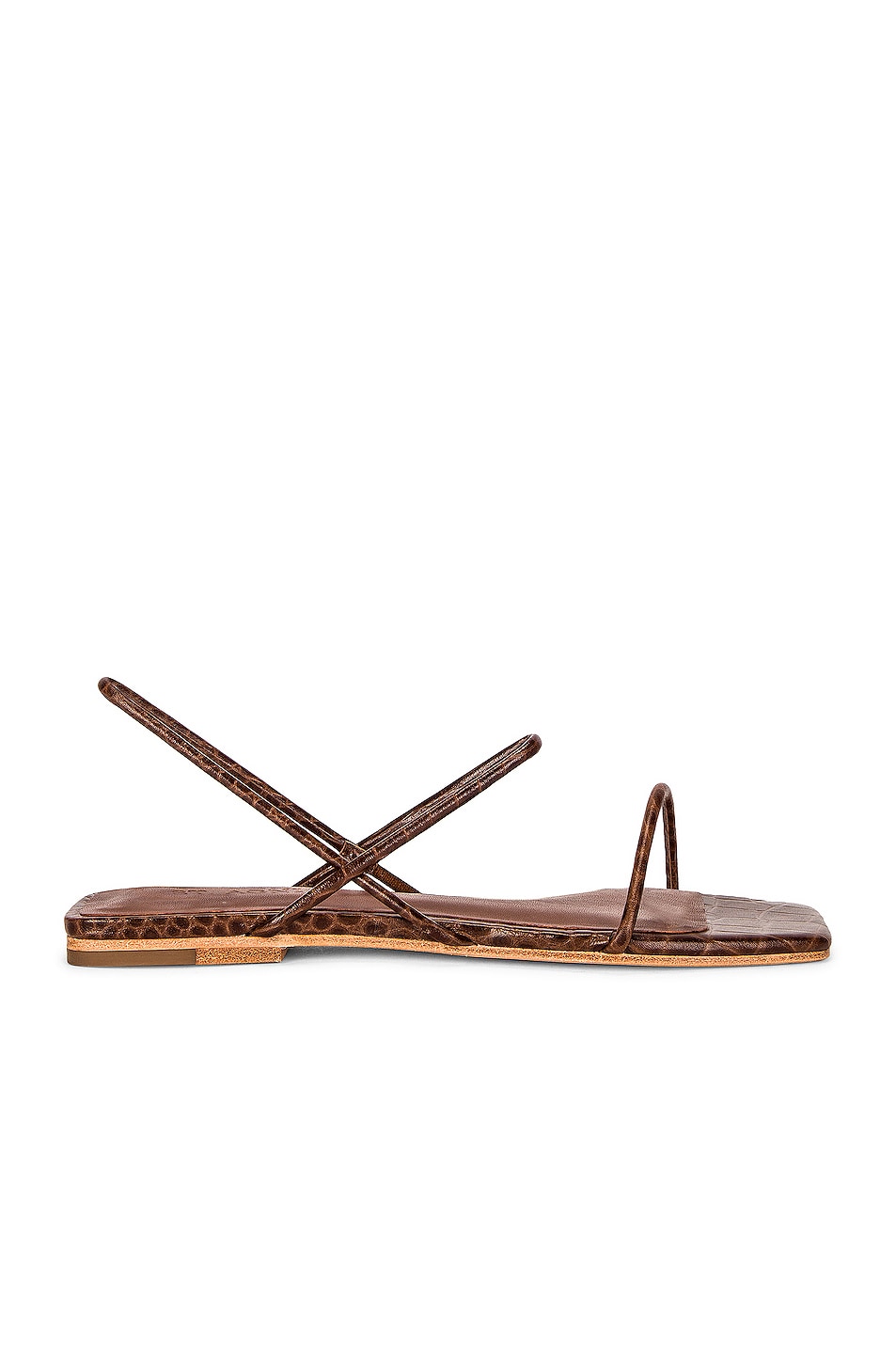 Image 1 of St. Agni Pina Croc Flat Sandals in Antique Tan