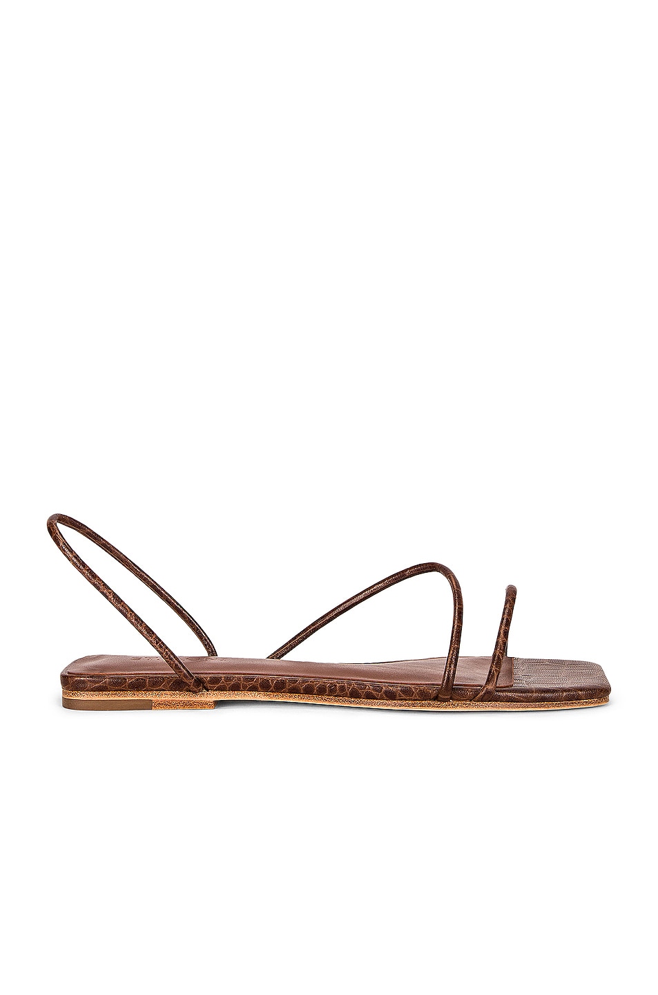 Image 1 of St. Agni Jackie Croc Flat Sandal in Antique Tan