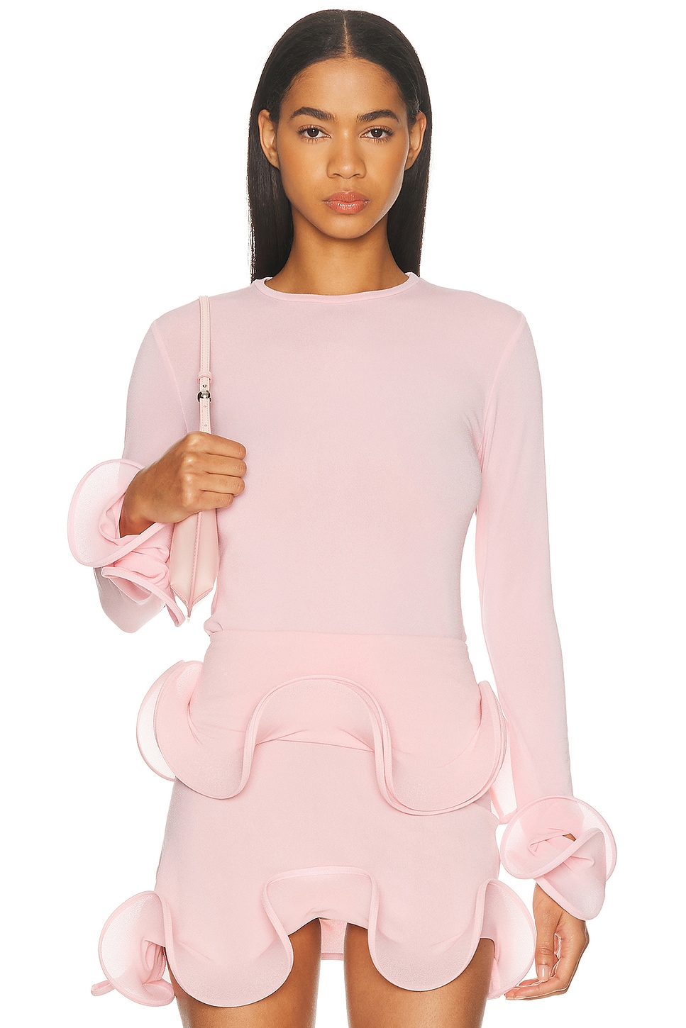 Sid Neigum Wave Sleeve Bamboo Top In Pink
