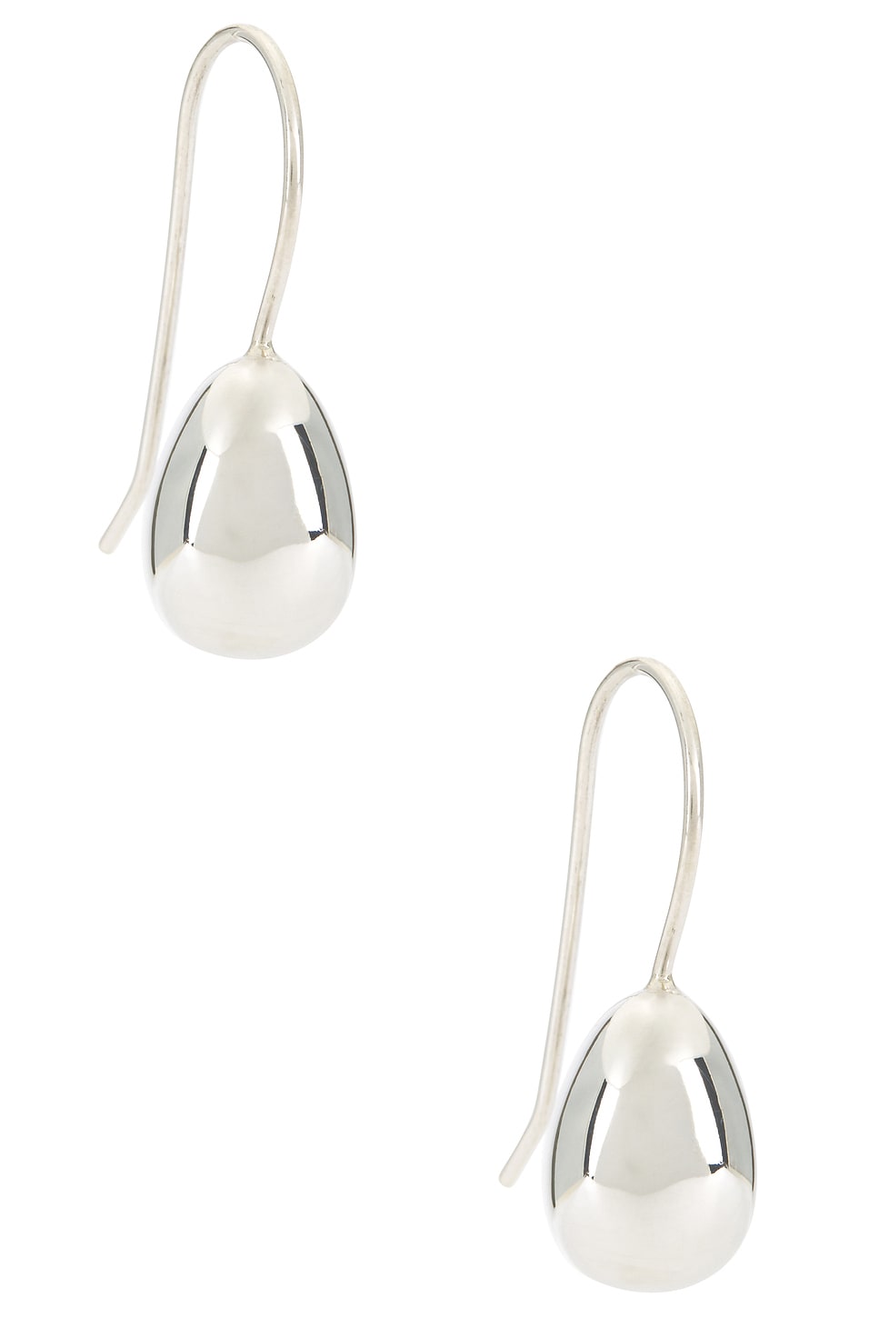 Petite Egg Drop Earrings in Metallic Silver