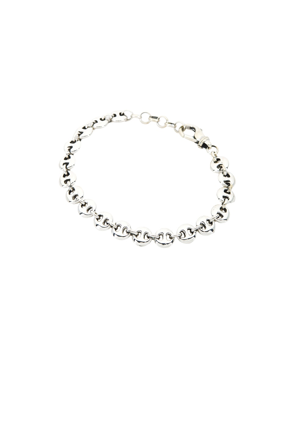 Small Circle Link Bracelet in Metallic Silver