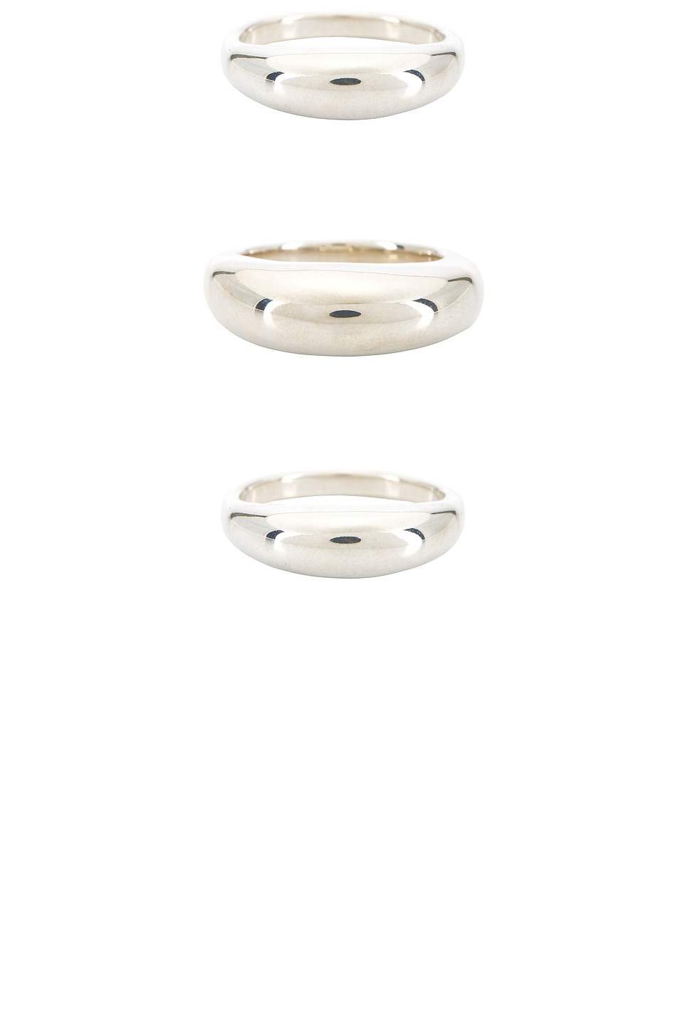 Stacking Ring Set Of 3 in Metallic Silver