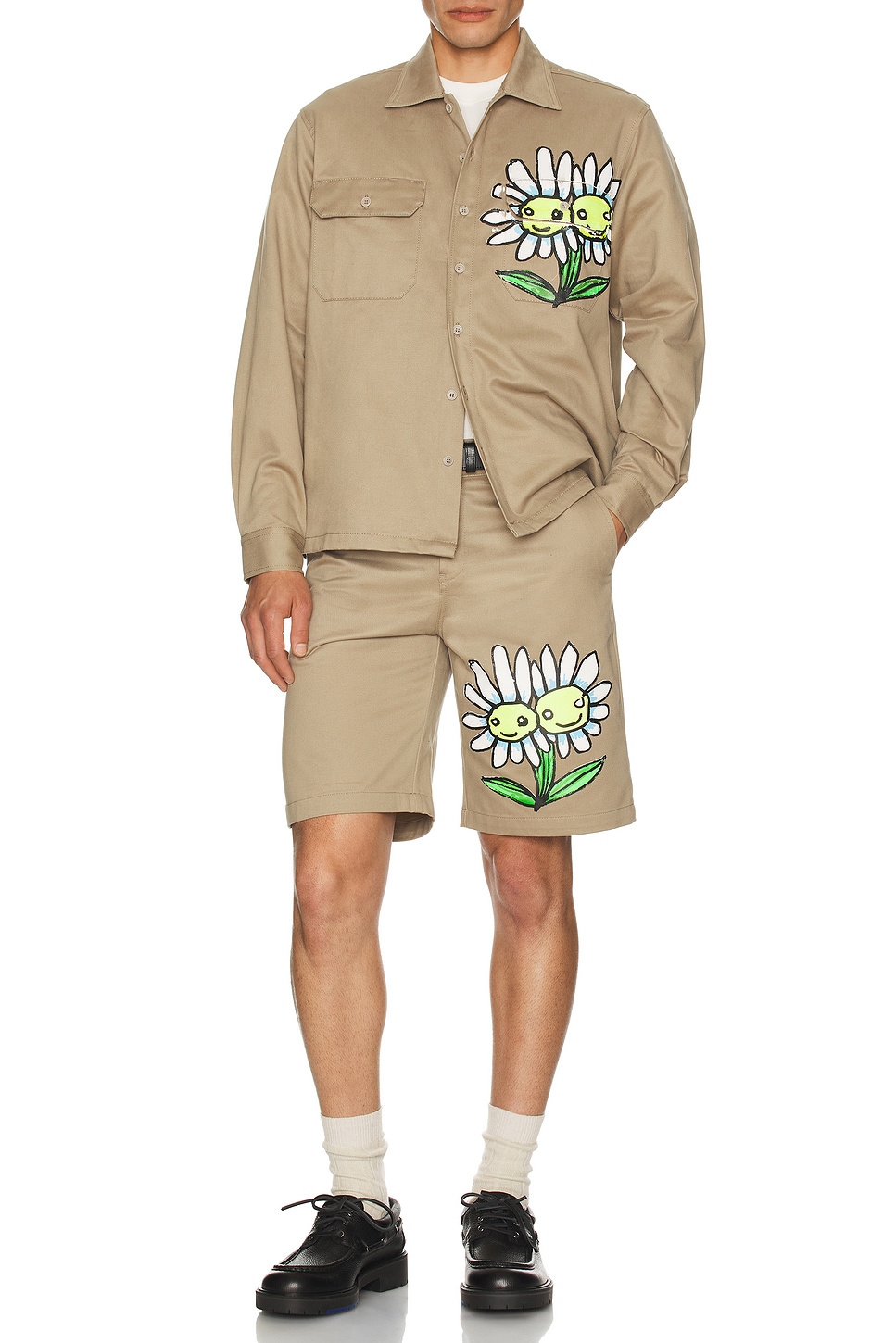 Image 4 of Sky High Farm Workwear Daisy Work Shorts in Sand