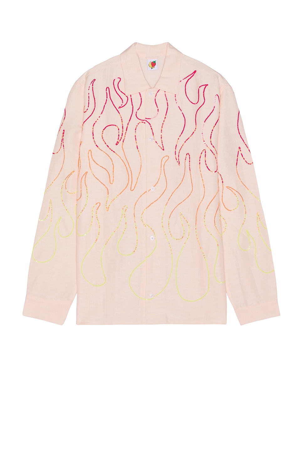 Image 1 of Sky High Farm Workwear Flame Embroidered Shirt in Pink