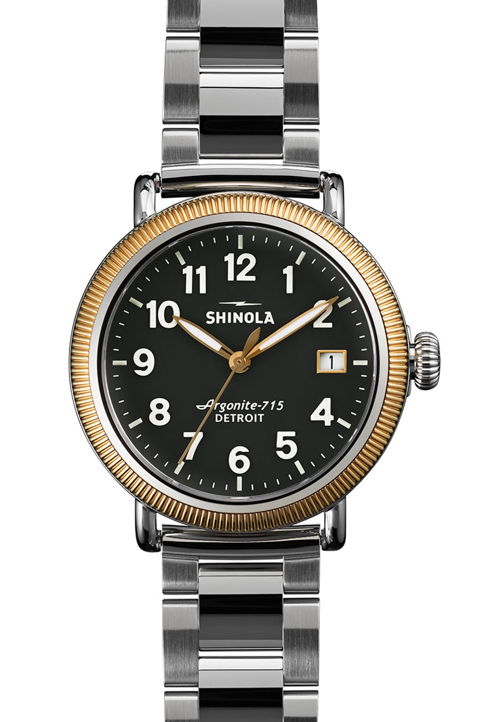 Image 1 of Shinola The Runwell Coin Edge 38mm in Silver & Black