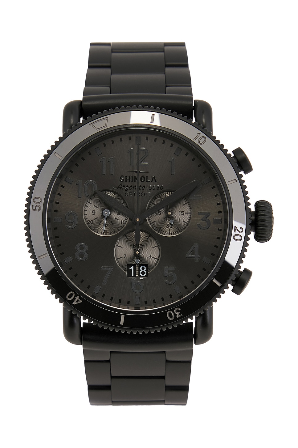 Runwell Sport Chrono 48mm Watch Black Bracelet in Black