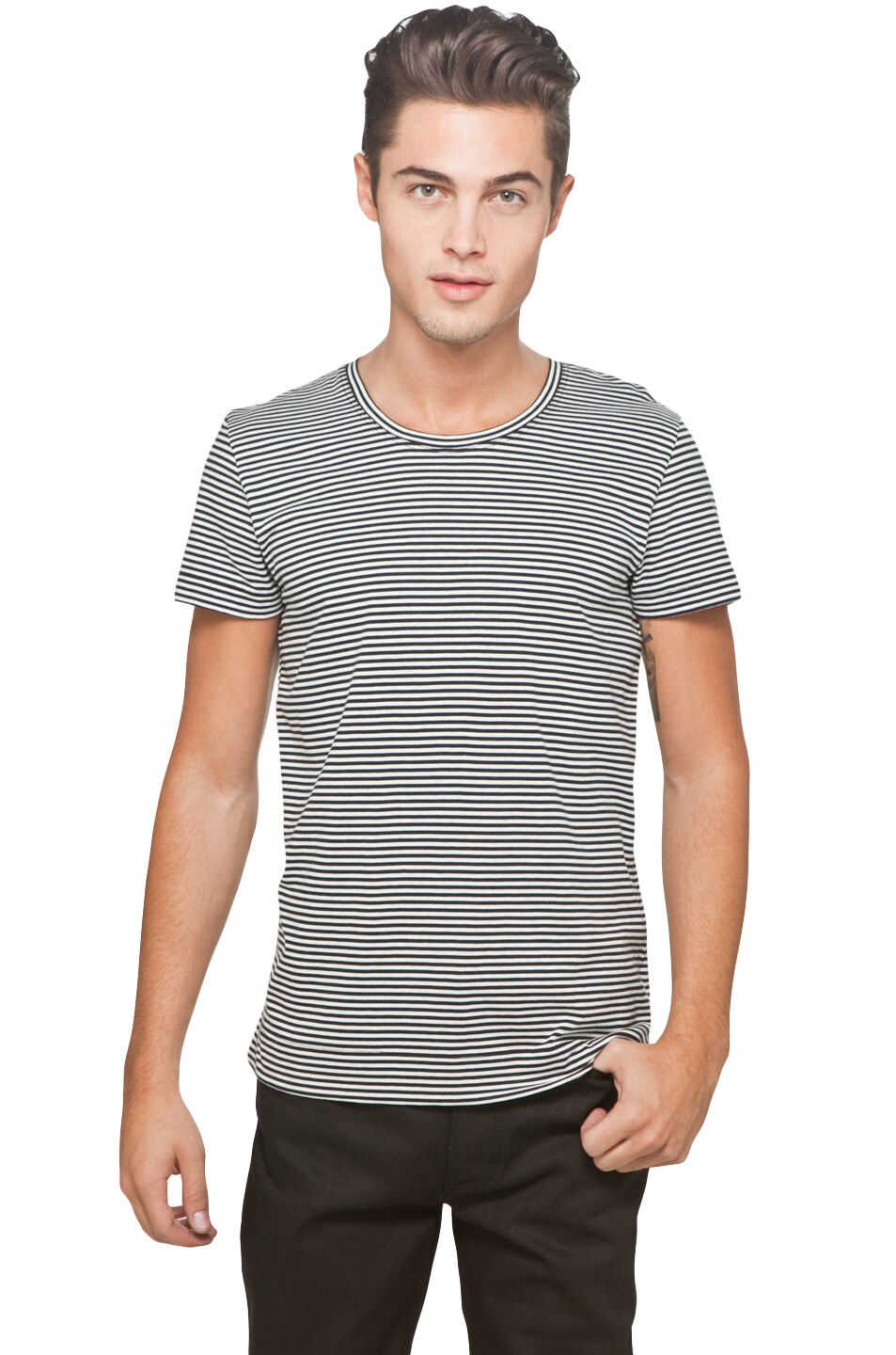 Image 1 of Shipley & Halmos Striped T-Shirt in Midnight Navy & White