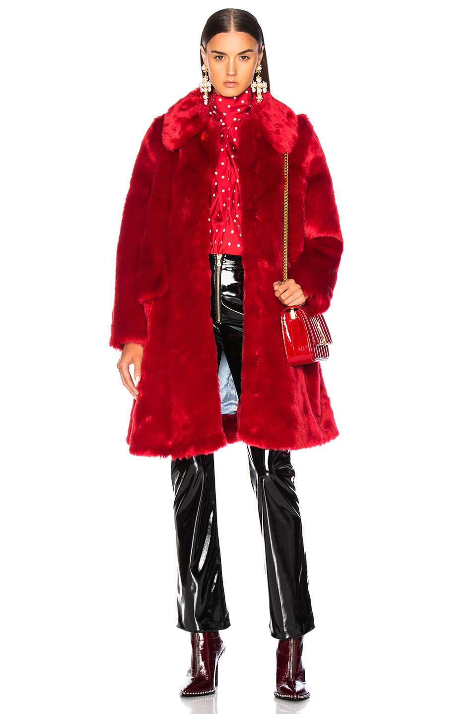 Image 1 of Shrimps Faux Fur Kassidy Coat in Red
