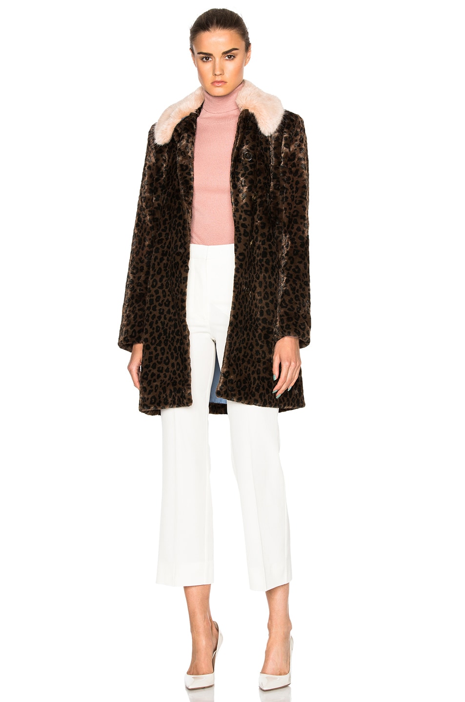 Image 1 of Shrimps Removable Collar Piper Coat in Leopard, Blush & Sky Blue