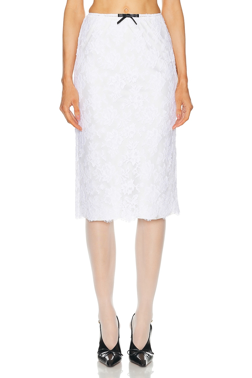 Image 1 of Shushu/Tong Bow Mid Length Skirt in White