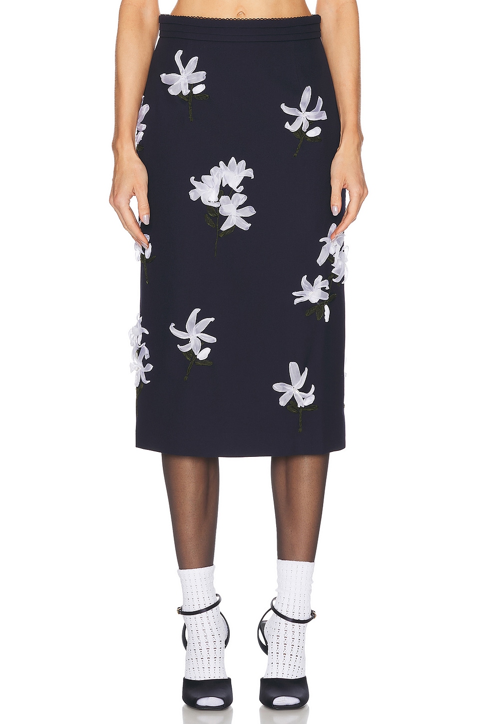 Image 1 of Shushu/Tong Ribbon Jacquard Skirt in Navy Blue