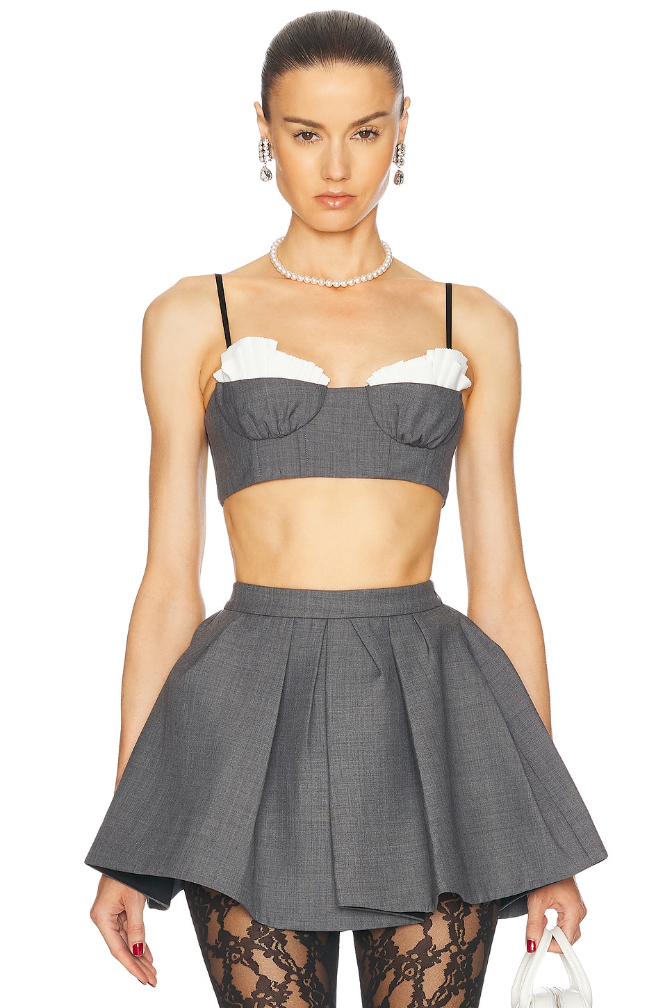 Image 1 of Shushu/Tong Spaghetti Strap Bralette Top in Grey