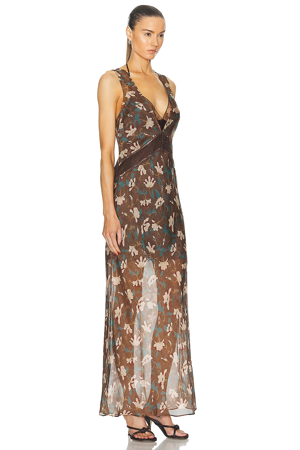 Layerd Rds SIR. Avellino Lace Layered Dress in Chocolate Fiore Print | FWRD