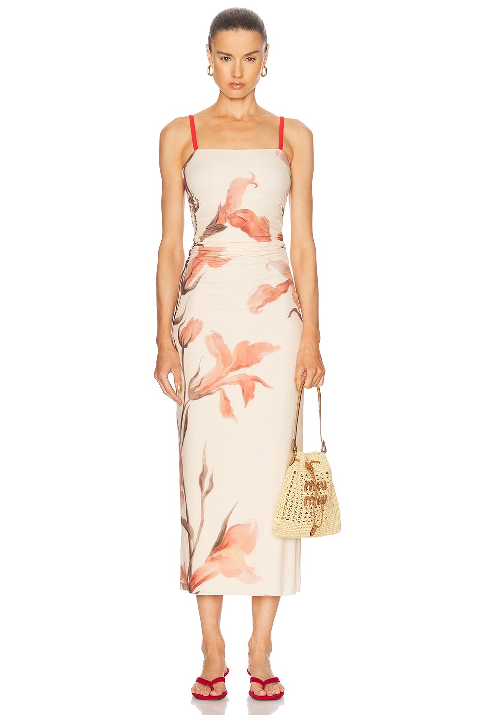 SIR. Hana Ruched Midi Dress