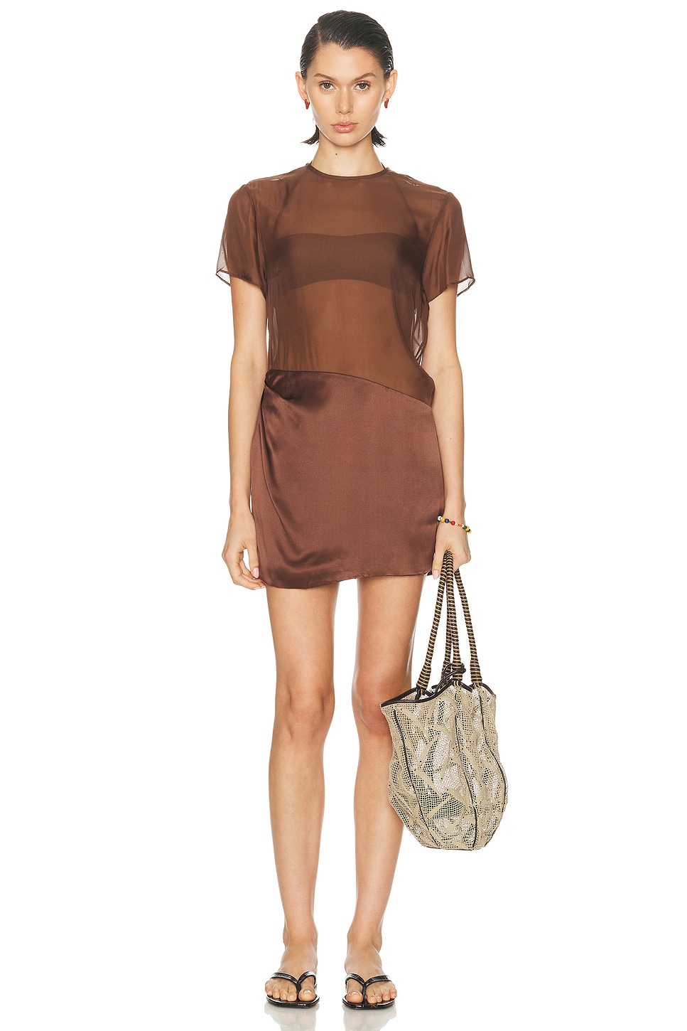 Image 1 of SIR. Luca Mini Dress in Chestnut