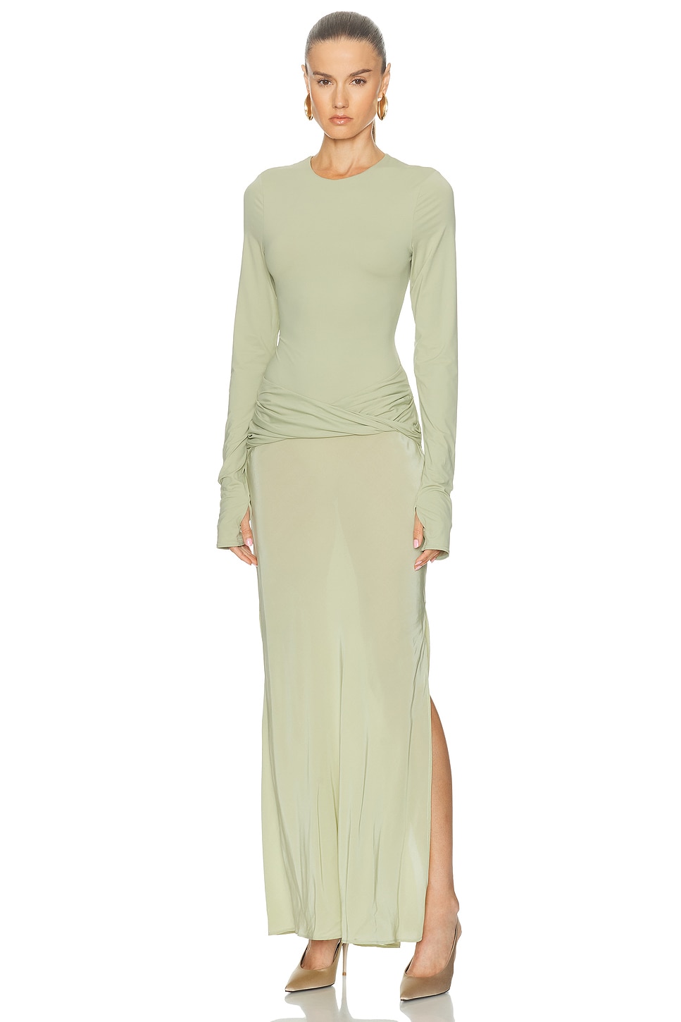 Image 1 of SIR. Milesi Twist Gown in Moss