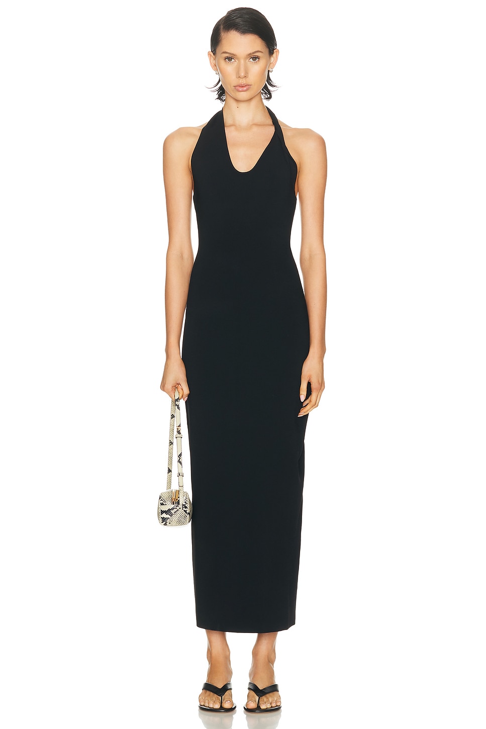 Image 1 of SIR. Solari Halter Twist Dress in Black