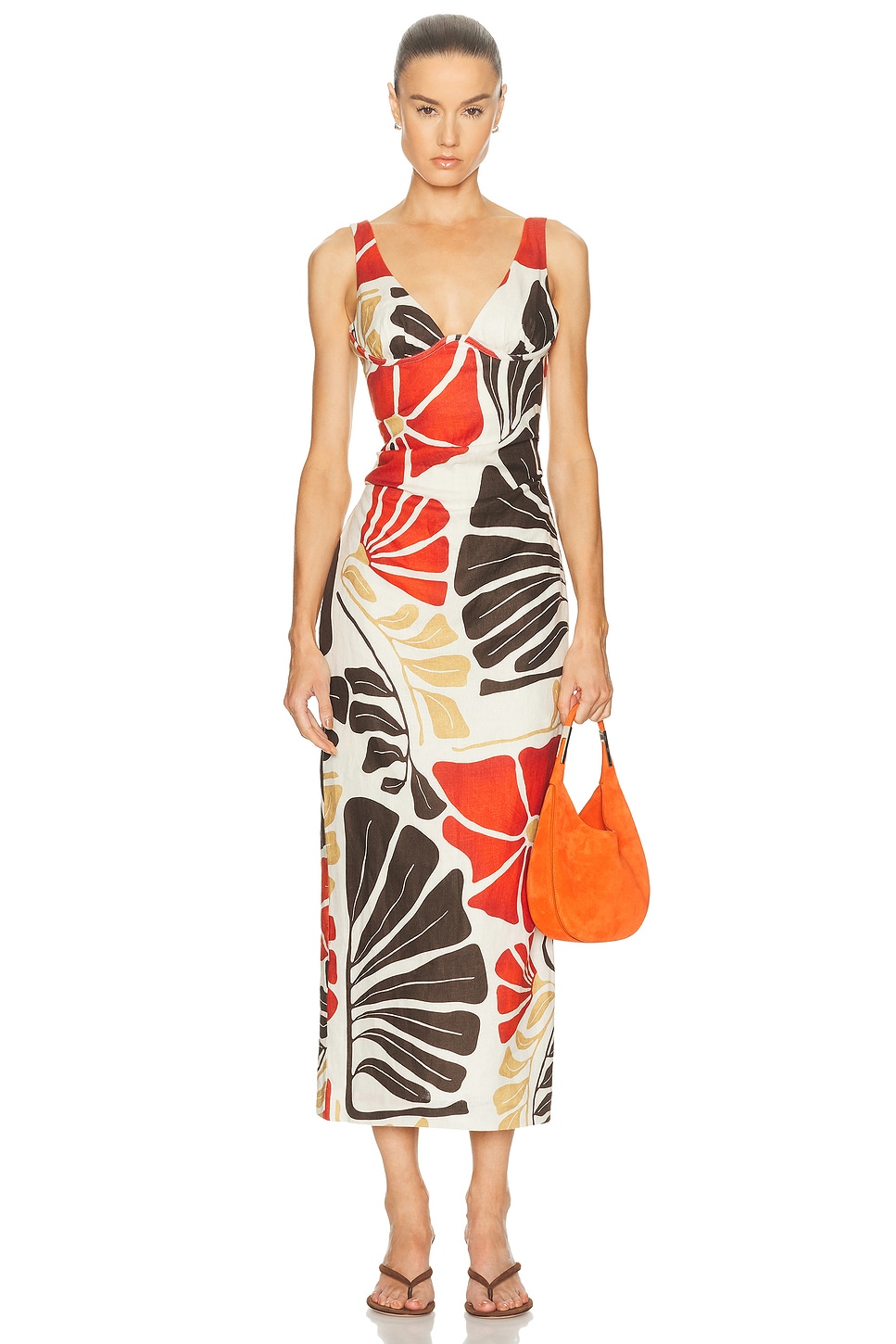 Image 1 of SIR. Julietta Balconette Midi Dress in Fiorello Rosso