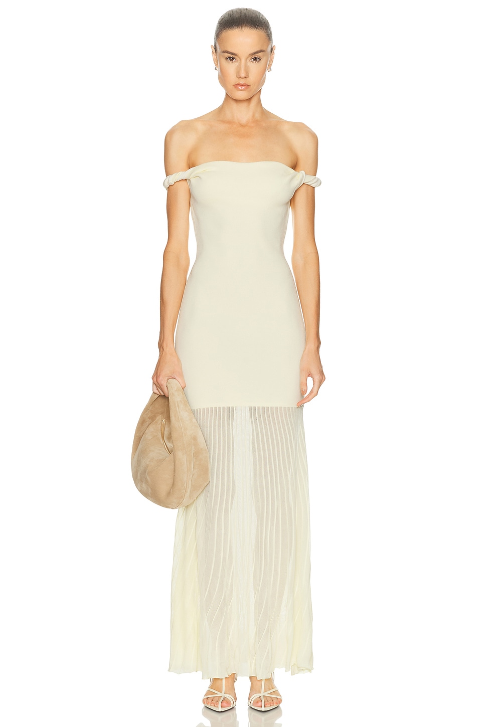 Image 1 of SIR. Elia Off Shoulder Twist Dress in Lemon Sorbet