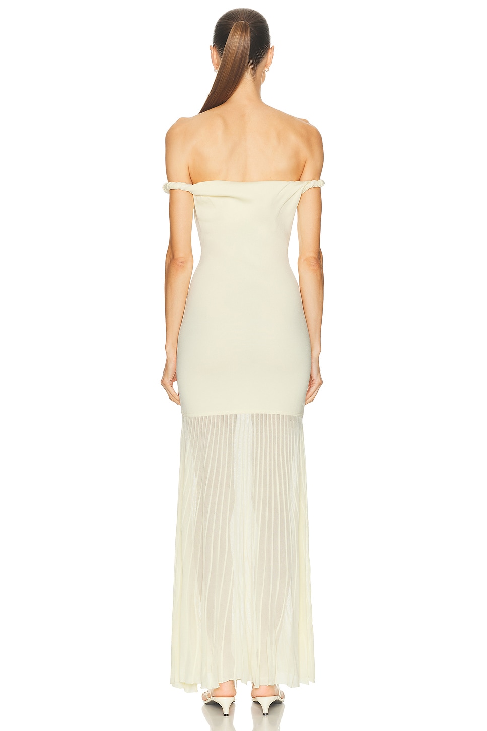 SIR. Elia Off Shoulder Twist Dress in Lemon Sorbet | FWRD