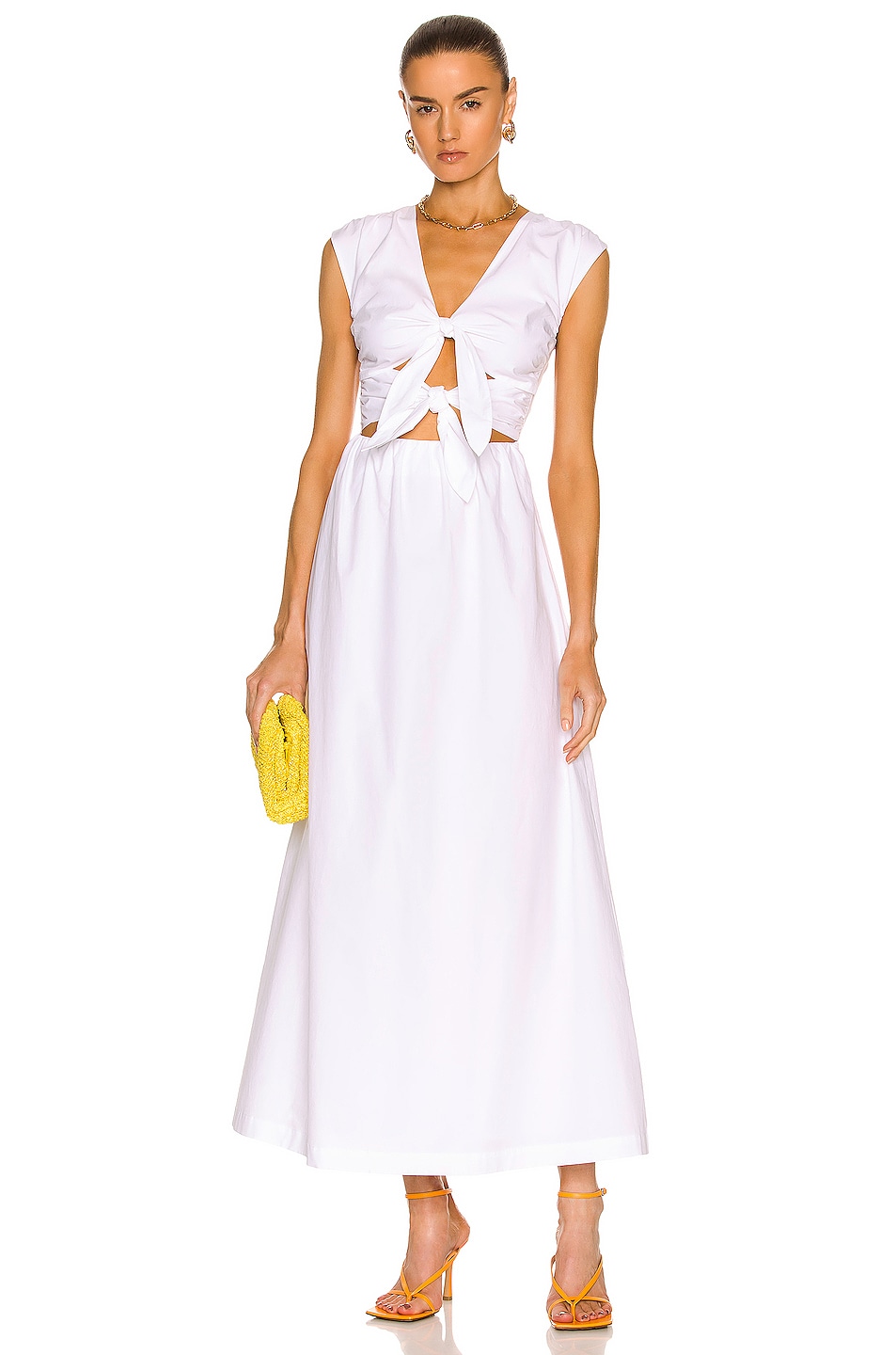Image 1 of SIR. Anja Tie Midi Dress in Chalk White