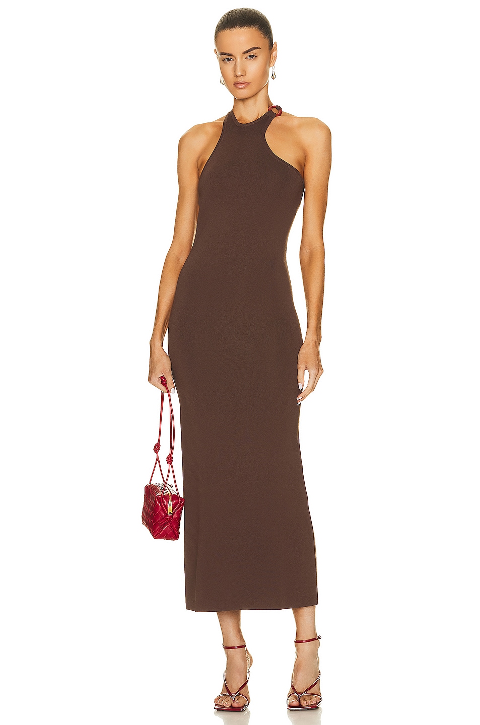 Image 1 of SIR. Aude Open Back Dress in Chocolate