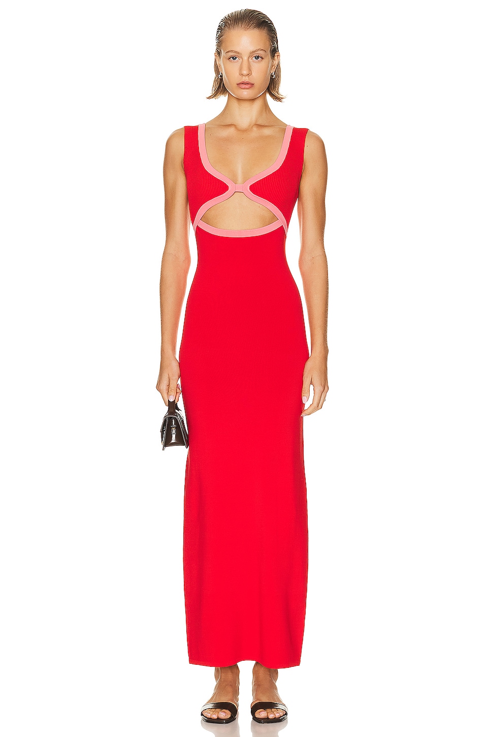Image 1 of SIR. Lupita Shaped Midi Dress in Ruby