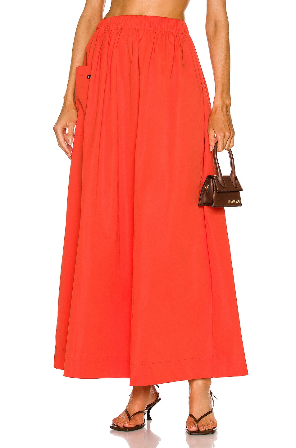 Image 1 of SIR. Anja Midi Skirt in Mandarin Red