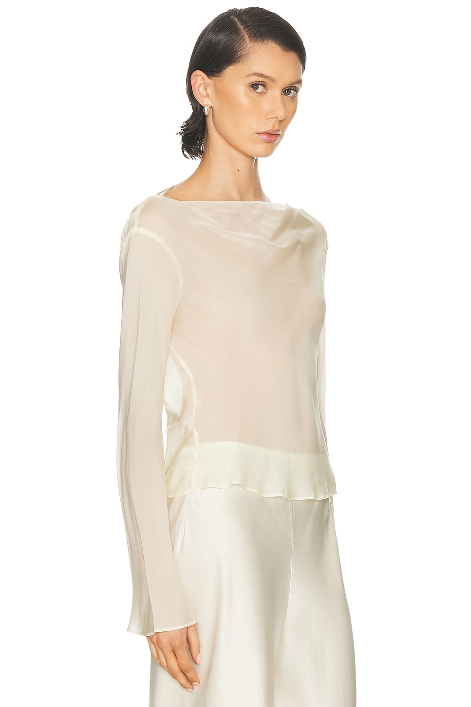 Image 2 of SIR. Strobe Long Sleeve Cowl Top in Cream