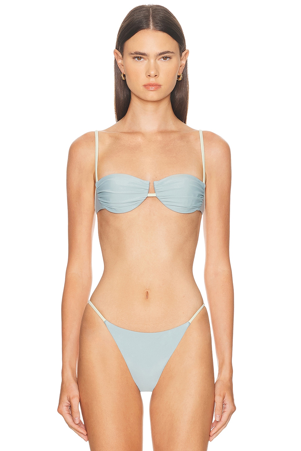 Image 1 of SIR. Cielo Gathered Bikini Balconette in Washed Blue