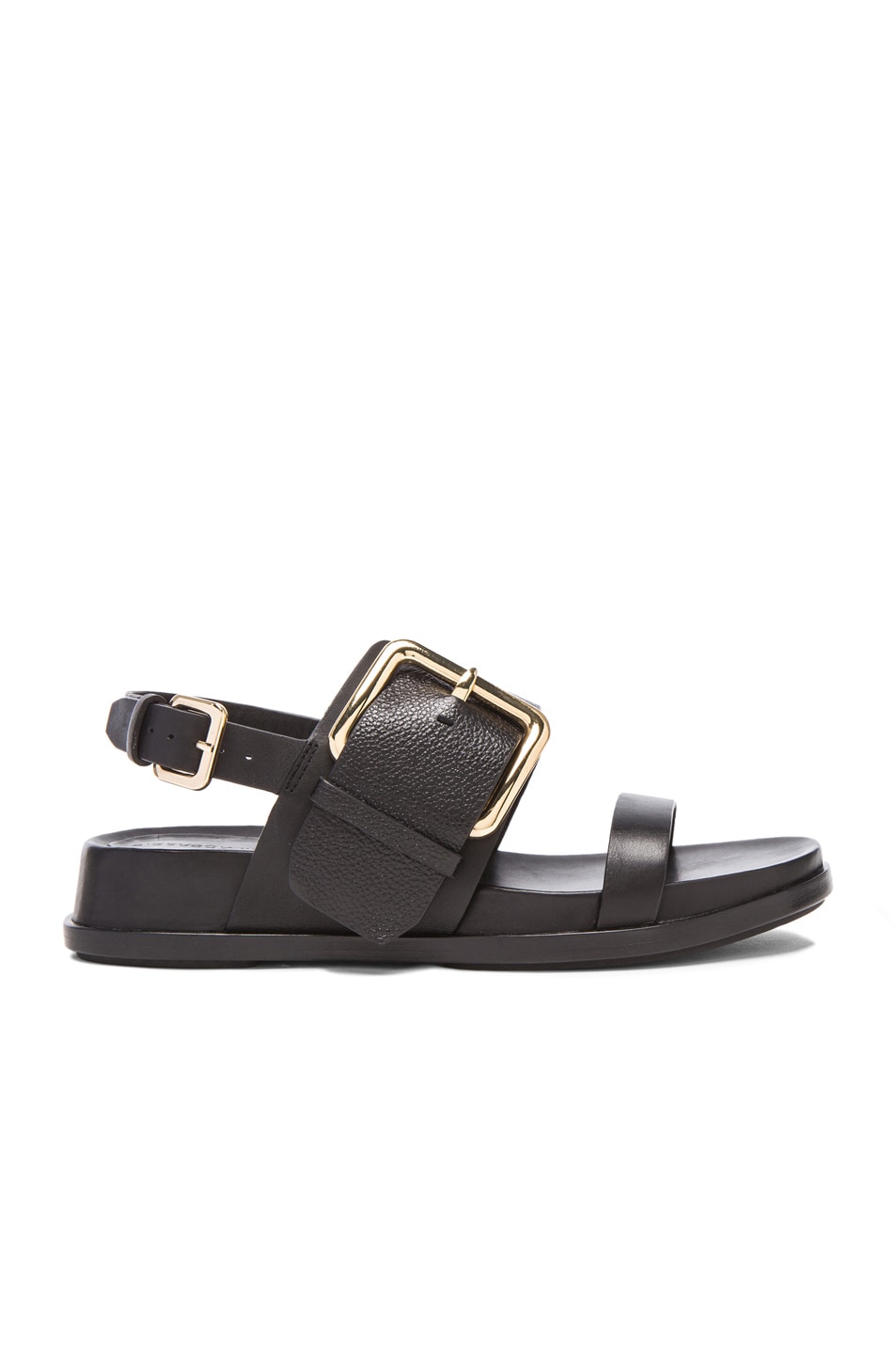 Sigerson Morrison Solar Leather Buckle Sandals in Black | FWRD
