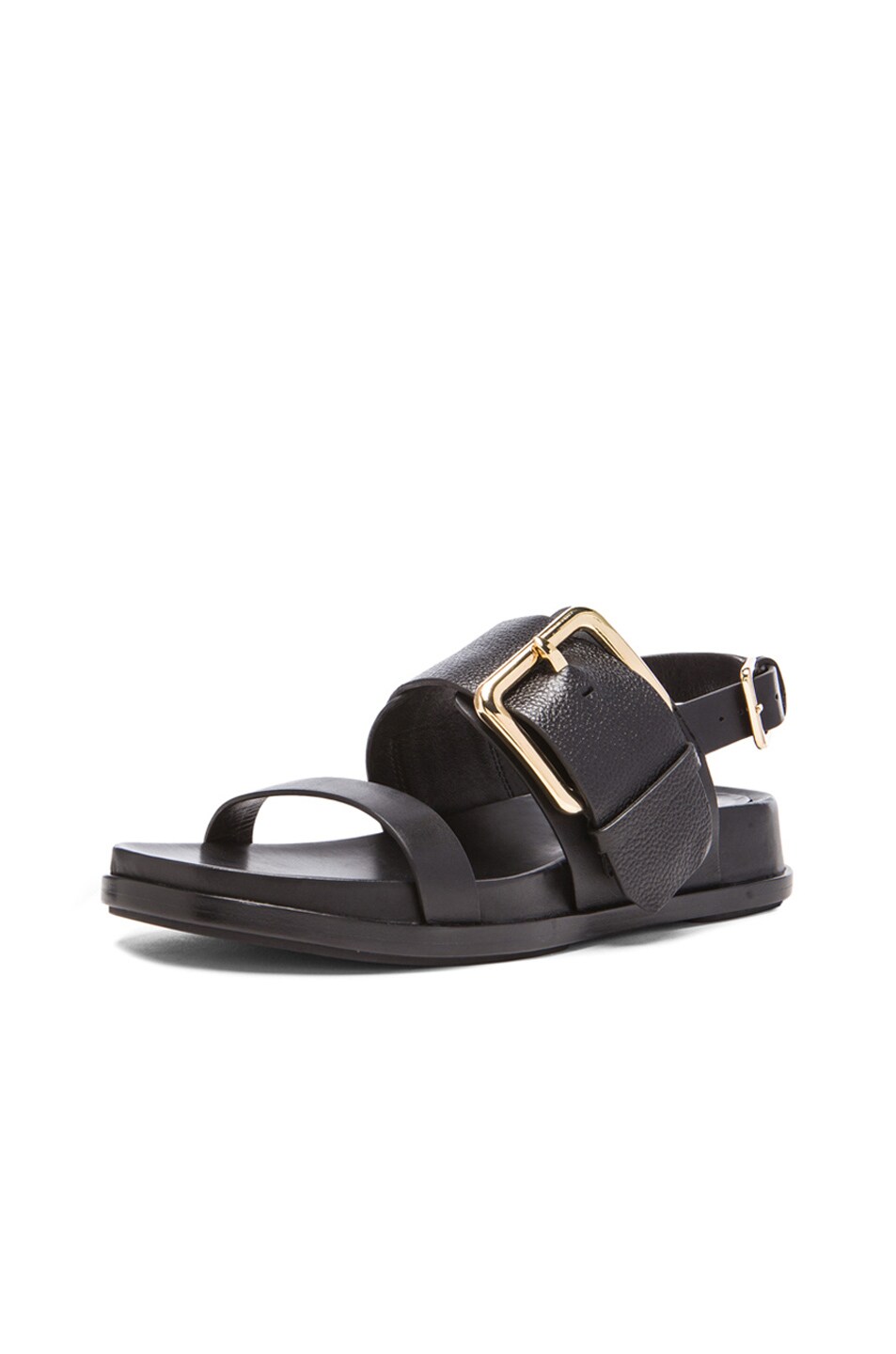 Sigerson Morrison Solar Leather Buckle Sandals in Black | FWRD