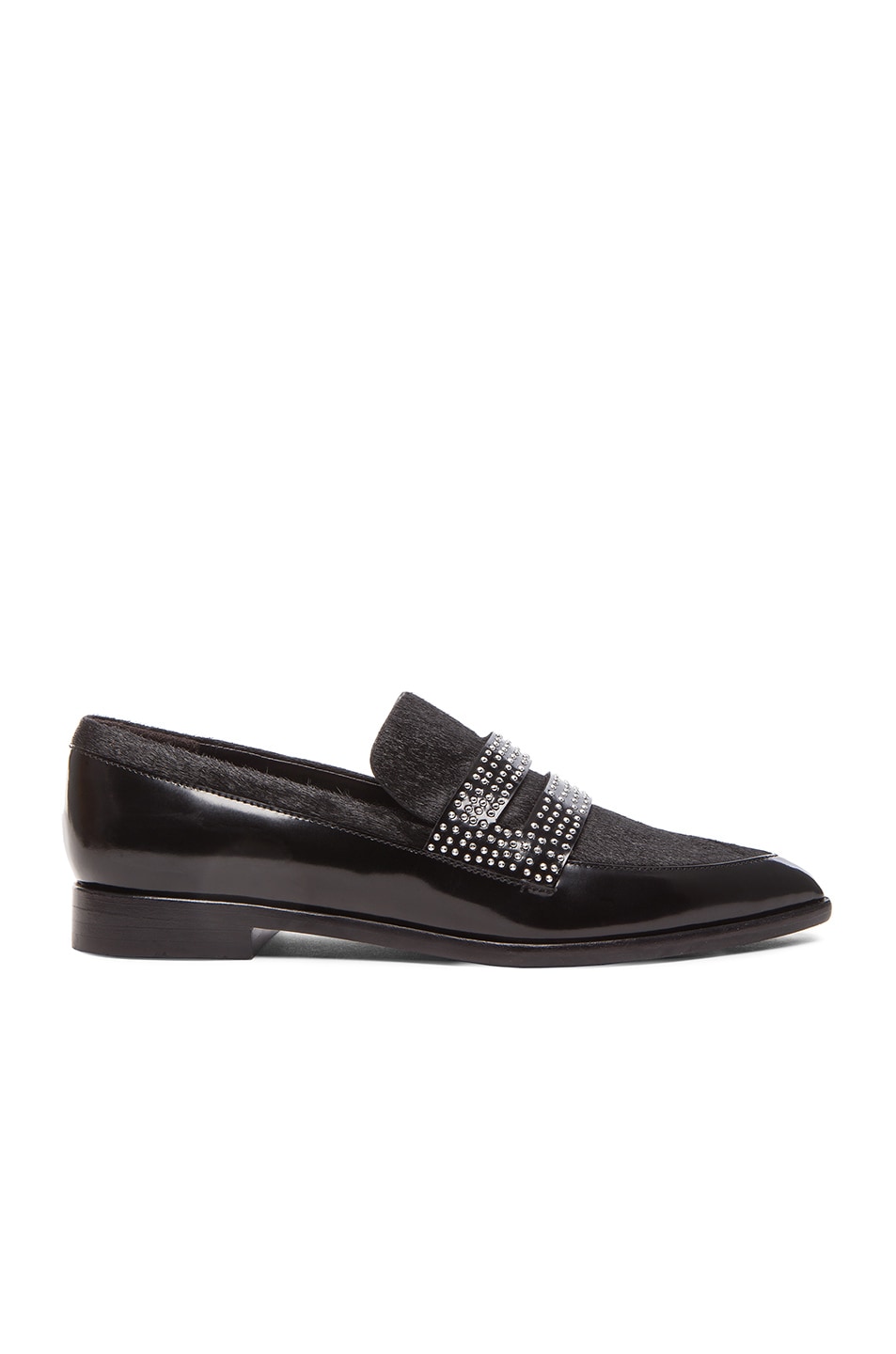Image 1 of Sigerson Morrison Inkaley Patent Leather & Calf Hair Flats in Black