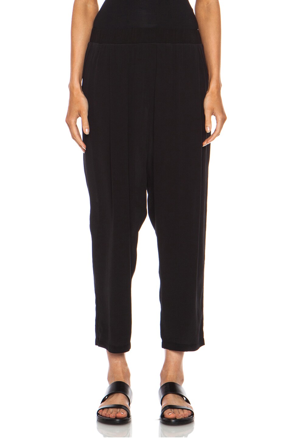 Image 1 of SILENT DAMIR DOMA Pumi Cropped Silk Trouser in Vintage Black